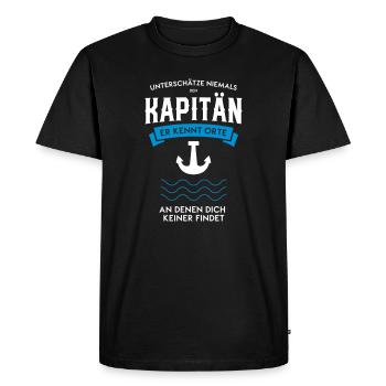 Capitaine marin voilier cadeau d'ancre - T-shirt Premium bio Homme - noir - Devant - Nico (187cm)
