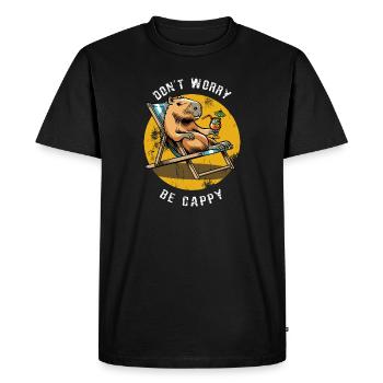 Don't worry be Cappy - Capybara - Holiday - Men's Premium Organic T-Shirt - black - Front - Nico (187cm)