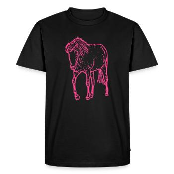 Cheval rose rose - T-shirt Premium bio Homme - noir - Devant - Nico (187cm)