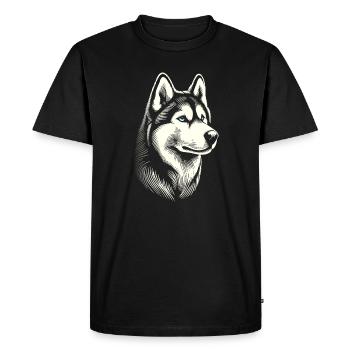 Husky head, black white, dog sled - Men's Premium Organic T-Shirt - black - Front - Nico (187cm)