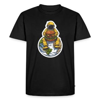 Un astronaute est heureux de son hamburger dans l’espace - T-shirt Premium bio Homme - noir - Devant - Nico (187cm)