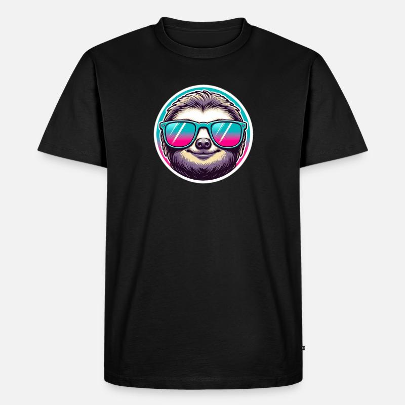 Faultier mit Sonnenbrille in Pastell - Männer Premium Bio T-Shirt - Schwarz
