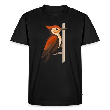 Pic sur tronc d’arbre – motif oiseau stylisé - T-shirt Premium bio Homme - noir - Devant - Nico (187cm)