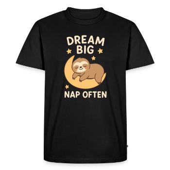 Paresseux - Rêvez grand - T-shirt Premium bio Homme - noir - Devant - Nico (187cm)