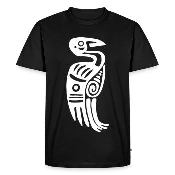 Oiseau tribal blanc - T-shirt Premium bio Homme - noir - Devant - Nico (187cm)