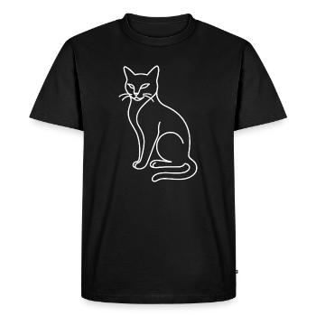 Sitting Cat Sketch – Stylish Animal Motif - Men's Premium Organic T-Shirt - black - Front - Nico (187cm)