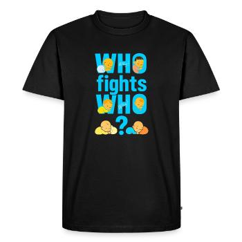 Qui se bat, qui, pourquoi - T-shirt Premium bio Homme - noir - Devant - Nico (187cm)