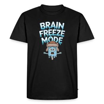  Brain Freeze Mode Lustiger Eis Cartoon Spruch - Men's Premium Organic T-Shirt - black - Front - Nico (187cm)