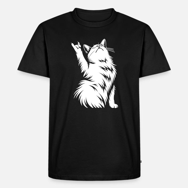Rock Katze – Devil Horns Silhouette - Männer Premium Bio T-Shirt - Schwarz