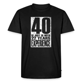 40 ans, c’est juste 18 ans avec 22 ans d’expérience - T-shirt Premium bio Homme - noir - Devant - Nico (187cm)