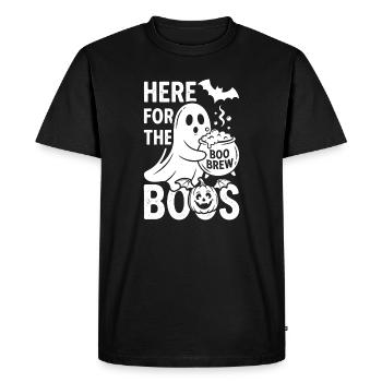 Ghost with Boo Brew Halloween - Men's Premium Organic T-Shirt - black - Front - Nico (187cm)
