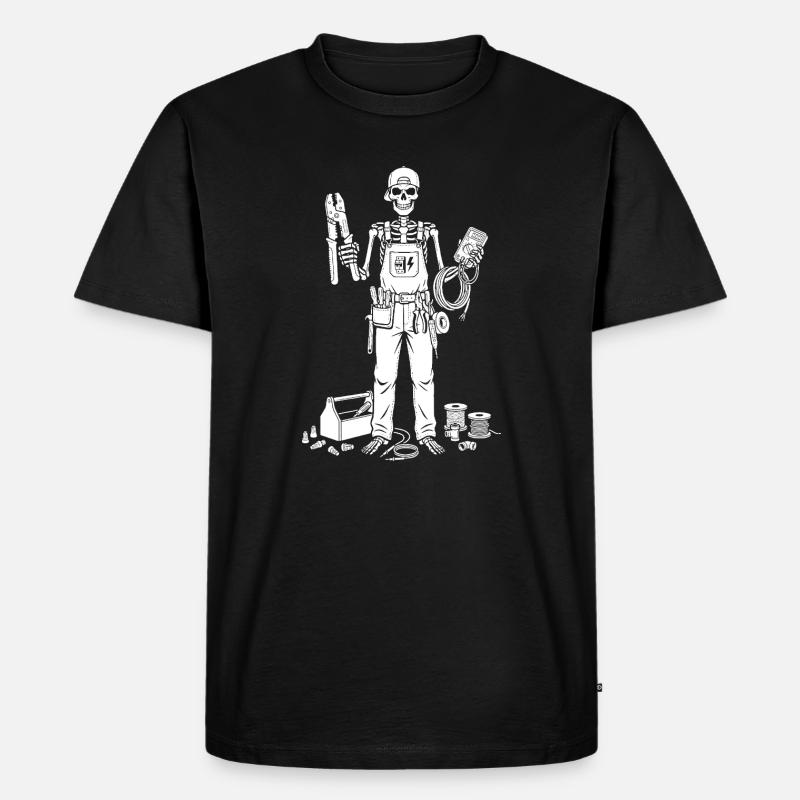 Skelett-Elektriker mit Toolkit - Männer Premium Bio T-Shirt - Schwarz