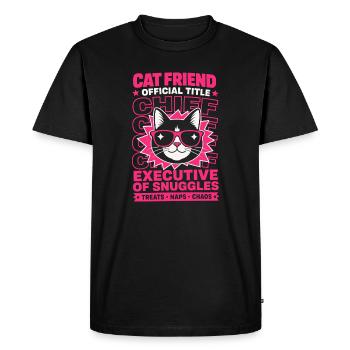 Ami chat Directeur général de Snuggles - T-shirt Premium bio Homme - noir - Devant - Nico (187cm)
