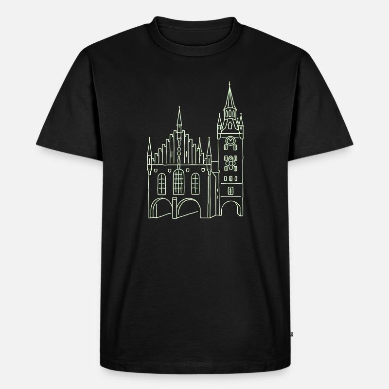 Altes Rathaus München - Männer Premium Bio T-Shirt - Schwarz