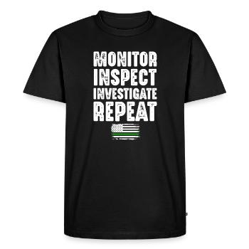 Surveiller, inspecter, enquêter, répéter, patrouiller frontalier - T-shirt Premium bio Homme - noir - Devant - Nico (187cm)