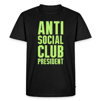 Président de club anti-social - T-shirt Premium bio Homme - noir - Devant - Nico (187cm)