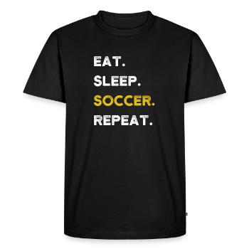 Eat Sleep Soccer Répéter le footballeur de motif de football - T-shirt Premium bio Homme - noir - Devant - Nico (187cm)