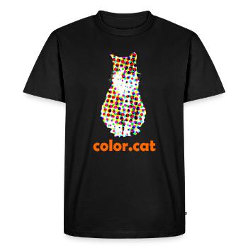 Chat roux avec des points de couleur color.cat - T-shirt Premium bio Homme - noir - Devant - Nico (187cm)