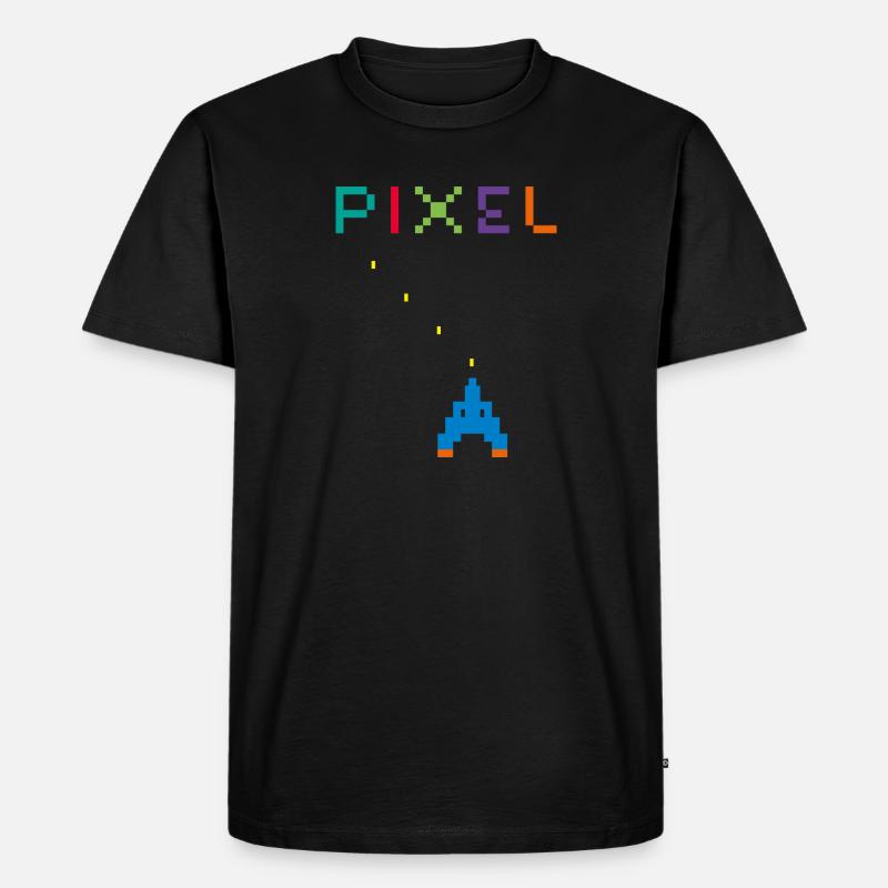 Pixel - Männer Premium Bio T-Shirt - Schwarz