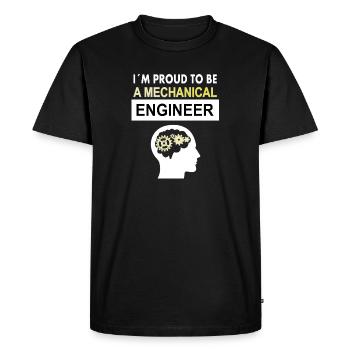 Fier mécanique Études d’ingénieur - T-shirt Premium bio Homme - noir - Devant - Nico (187cm)