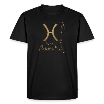 Pisces - Men's Premium Organic T-Shirt - black - Front - Nico (187cm)