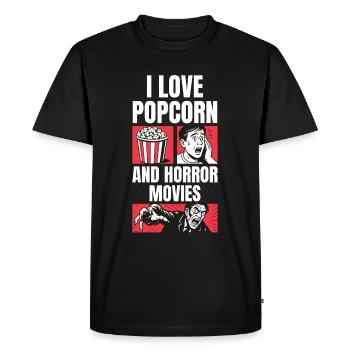 Popcorn & Horror - Perfect Duo - Men's Premium Organic T-Shirt - black - Front - Nico (187cm)