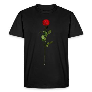 Fleur rose rose rouge - T-shirt Premium bio Homme - noir - Devant - Nico (187cm)