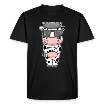 cool cow with sunglasses - Men's Premium Organic T-Shirt - black - Front - Nico (187cm)