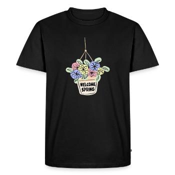 Welcome Spring - Men's Premium Organic T-Shirt - black - Front - Nico (187cm)