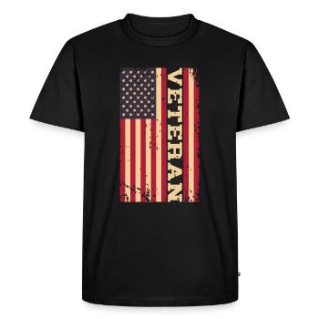 Drapeau américain vétéran - T-shirt Premium bio Homme - noir - Devant - Nico (187cm)