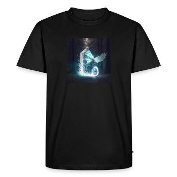 un ensemble lumineux mage hibou et moto en foret - T-shirt Premium bio Homme - noir - Devant - Nico (187cm)