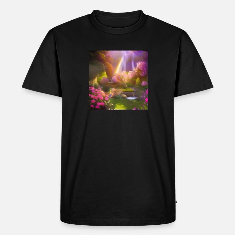Utopia Garden Waterfall - Männer Premium Bio T-Shirt - Schwarz