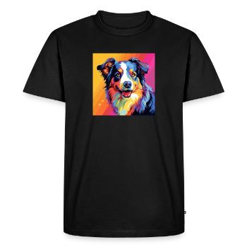 Australian Shepherd Pop Art - Men's Premium Organic T-Shirt - black - Front - Nico (187cm)