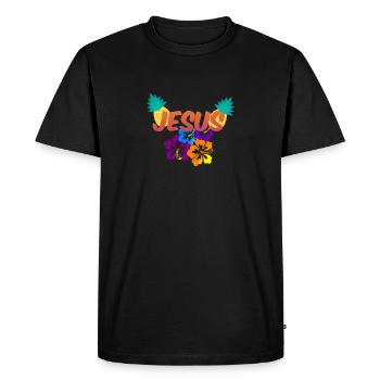 Jesus Hawaii - Men's Premium Organic T-Shirt - black - Front - Nico (187cm)