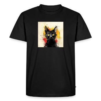 Distressed Grungy Punky Graffiti Cat IX - Men's Premium Organic T-Shirt - black - Front - Nico (187cm)