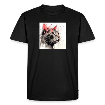 Distressed Grungy Punky Graffiti Cat XVIII - Men's Premium Organic T-Shirt - black - Front - Nico (187cm)