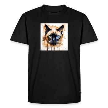 Distressed Grungy Punky Graffiti Cat XIX - Men's Premium Organic T-Shirt - black - Front - Nico (187cm)