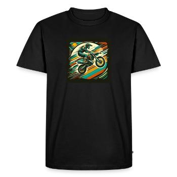 Retro Racer Moto - Men's Premium Organic T-Shirt - black - Front - Nico (187cm)