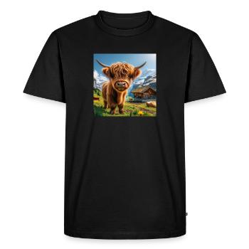 Vache Highland, encore plus mignonne et plus douce - T-shirt Premium bio Homme - noir - Devant - Nico (187cm)