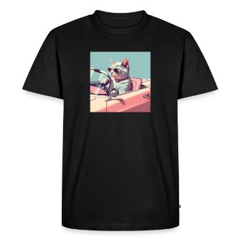 Convertible Cat - Men's Premium Organic T-Shirt - black - Front - Nico (187cm)