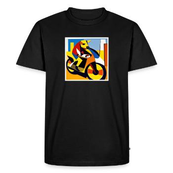 Chien sur le vélo comme art sur le T-shirt - T-shirt Premium bio Homme - noir - Devant - Nico (187cm)