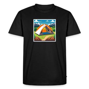 Camper avec une tente en pleine nature - T-shirt Premium bio Homme - noir - Devant - Nico (187cm)