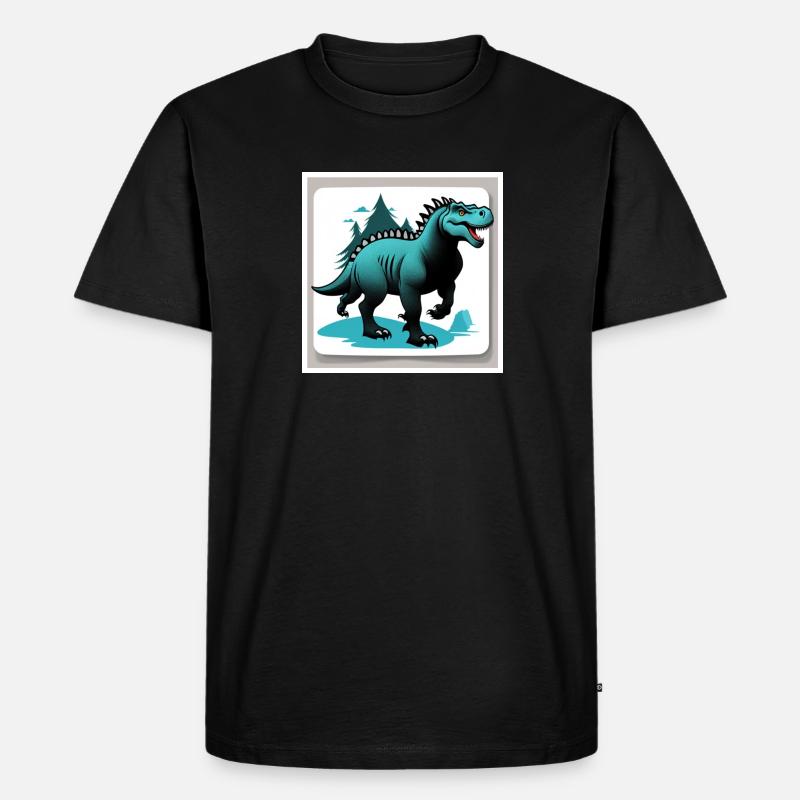 Dinosaurier steht im Wald - Männer Premium Bio T-Shirt - Schwarz