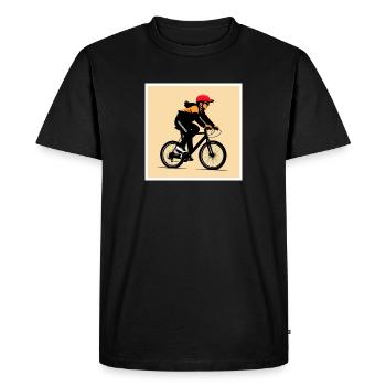 Man riding a bicycle - Men's Premium Organic T-Shirt - black - Front - Nico (187cm)
