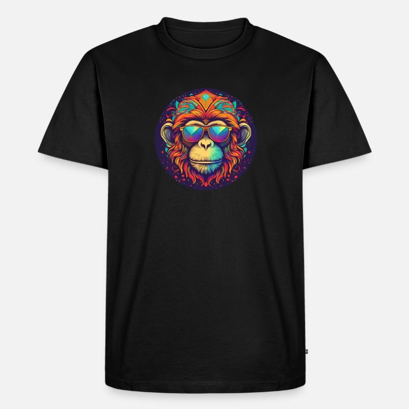 cooler Affe mit Sonnenbrille - Männer Premium Bio T-Shirt - Schwarz