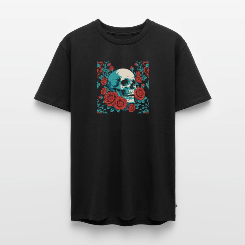 retro skull with red roses design Men's Premium Organic T-Shirt