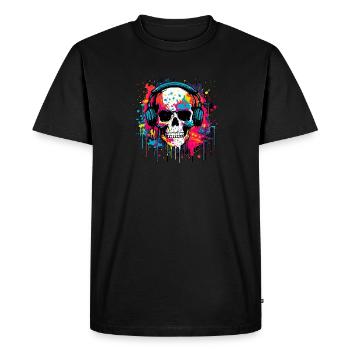 Graffiti Skull DJ – Urbane Musik, Explosionskunst - Männer Premium Bio T-Shirt - Schwarz - Vorne - Nico (187cm)