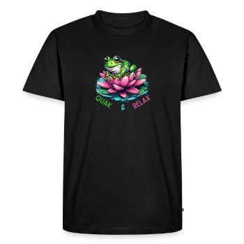 Quak & Relax drôle de grenouille Design - T-shirt Premium bio Homme - noir - Devant - Nico (187cm)