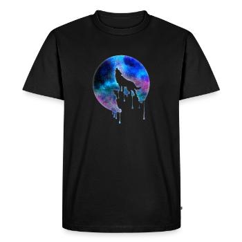 Howling Wolf full moon Galaxy universe gift - Men's Premium Organic T-Shirt - black - Front - Nico (187cm)