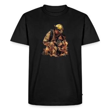 Fire Brigade Firefighter Rescue Child - Men's Premium Organic T-Shirt - black - Front - Nico (187cm)